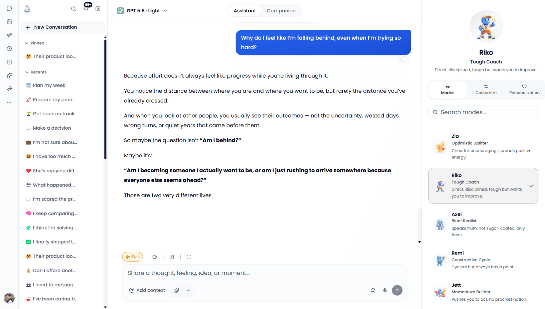Area di lavoro Gemora che mostra chat, memoria e approfondimenti